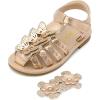 DREAM PAIRS Girls Sandals Closed-Toe Sandals with Interchangeable DIY Flower Dress Summer Shoes Toddler/Little Kid(Rose Gold)