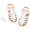 DREAM PAIRS Girls Sandals Closed-Toe Sandals with Interchangeable DIY Flower Dress Summer Shoes Toddler/Little Kid(White)
