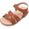 DREAM PAIRS Girls Sandals Open Toe Princess Flat Sandals Strappy Summer Shoes Toddler/Little Kid(Brown-pu)