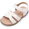 DREAM PAIRS Girls Sandals Open Toe Princess Flat Sandals Strappy Summer Shoes Toddler/Little Kid(White-glitter)