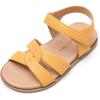 DREAM PAIRS Girls Sandals Open Toe Princess Flat Sandals Strappy Summer Shoes Toddler/Little Kid(Yellow/Pu)