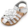 DREAM PAIRS Girls Toddler/Little Kid Closed-Toe Flower Summer Dress Sandals Shoes(Silver)