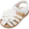 DREAM PAIRS Girls Toddler/Little Kid Closed-Toe Flower Summer Dress Sandals Shoes(White)