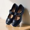 DREAM PAIRS Womens Ballet Mary Jane Flats, Comfortable Business Office Dress Shoes for Women Dressy and Work with Ankle Strap(Navy)