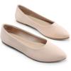 DREAM PAIRS Women’s Flats Comfortable Slip On Business Work Office Casual Suede Ballet Flats Pointed Toe Dress Shoes(Nude)