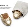 DREAM PAIRS Women’s Flats, Foldable Ballet Flats for Women, Bowknot Round Toe Comfort Light Weight Slip-On Dress Shoes(Gold)