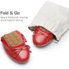 DREAM PAIRS Women’s Flats, Foldable Ballet Flats for Women, Bowknot Round Toe Comfort Light Weight Slip-On Dress Shoes(Red)