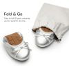 DREAM PAIRS Women’s Flats, Foldable Ballet Flats for Women, Bowknot Round Toe Comfort Light Weight Slip-On Dress Shoes(Silver)