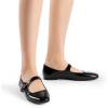 DREAM PAIRS Women’s Silver Square Toe Mary Jane Flats: Comfortable Casual Slip On Dress Shoes with Buckle Strap for Women’s Daily Wear(Black-oily)