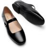 DREAM PAIRS Women’s Silver Square Toe Mary Jane Flats: Comfortable Casual Slip On Dress Shoes with Buckle Strap for Women’s Daily Wear(Black-oily)