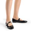 DREAM PAIRS Women’s Silver Square Toe Mary Jane Flats: Comfortable Casual Slip On Dress Shoes with Buckle Strap for Women’s Daily Wear(Black-pat)
