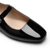 DREAM PAIRS Women’s Silver Square Toe Mary Jane Flats: Comfortable Casual Slip On Dress Shoes with Buckle Strap for Women’s Daily Wear(Black-pat)