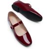 DREAM PAIRS Women’s Silver Square Toe Mary Jane Flats: Comfortable Casual Slip On Dress Shoes with Buckle Strap for Women’s Daily Wear(Burgundy)