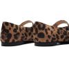 DREAM PAIRS Women’s Silver Square Toe Mary Jane Flats: Comfortable Casual Slip On Dress Shoes with Buckle Strap for Women’s Daily Wear(Leopard)