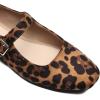 DREAM PAIRS Women’s Silver Square Toe Mary Jane Flats: Comfortable Casual Slip On Dress Shoes with Buckle Strap for Women’s Daily Wear(Leopard)