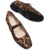DREAM PAIRS Women’s Silver Square Toe Mary Jane Flats: Comfortable Casual Slip On Dress Shoes with Buckle Strap for Women’s Daily Wear(Leopard)