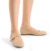 DREAM PAIRS Women’s Silver Square Toe Mary Jane Flats: Comfortable Casual Slip On Dress Shoes with Buckle Strap for Women’s Daily Wear(Nude)