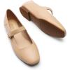 DREAM PAIRS Women’s Silver Square Toe Mary Jane Flats: Comfortable Casual Slip On Dress Shoes with Buckle Strap for Women’s Daily Wear(Nude)
