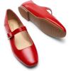 DREAM PAIRS Women’s Silver Square Toe Mary Jane Flats: Comfortable Casual Slip On Dress Shoes with Buckle Strap for Women’s Daily Wear(Red)