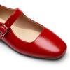 DREAM PAIRS Women’s Silver Square Toe Mary Jane Flats: Comfortable Casual Slip On Dress Shoes with Buckle Strap for Women’s Daily Wear(Red)