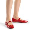DREAM PAIRS Women’s Silver Square Toe Mary Jane Flats: Comfortable Casual Slip On Dress Shoes with Buckle Strap for Women’s Daily Wear(Red)
