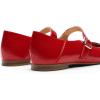 DREAM PAIRS Women’s Silver Square Toe Mary Jane Flats: Comfortable Casual Slip On Dress Shoes with Buckle Strap for Women’s Daily Wear(Red)