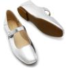 DREAM PAIRS Women’s Silver Square Toe Mary Jane Flats: Comfortable Casual Slip On Dress Shoes with Buckle Strap for Women’s Daily Wear(Silver)