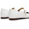 DREAM PAIRS Women’s Silver Square Toe Mary Jane Flats: Comfortable Casual Slip On Dress Shoes with Buckle Strap for Women’s Daily Wear(White)