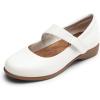 DREAM PAIRS Womens Ballet Mary Jane Flats, Comfortable Business Office Dress Shoes for Women Dressy and Work with Ankle Strap(White)
