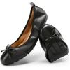 DREAM PAIRS Women’s Flats, Foldable Ballet Flats for Women, Bowknot Round Toe Comfort Light Weight Slip-On Dress Shoes(Black)