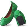 DREAM PAIRS Women’s Flats, Foldable Ballet Flats for Women, Bowknot Round Toe Comfort Light Weight Slip-On Dress Shoes(Green)