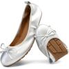 DREAM PAIRS Women’s Flats, Foldable Ballet Flats for Women, Bowknot Round Toe Comfort Light Weight Slip-On Dress Shoes(Silver)