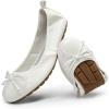 DREAM PAIRS Women’s Flats, Foldable Ballet Flats for Women, Bowknot Round Toe Comfort Light Weight Slip-On Dress Shoes(White)