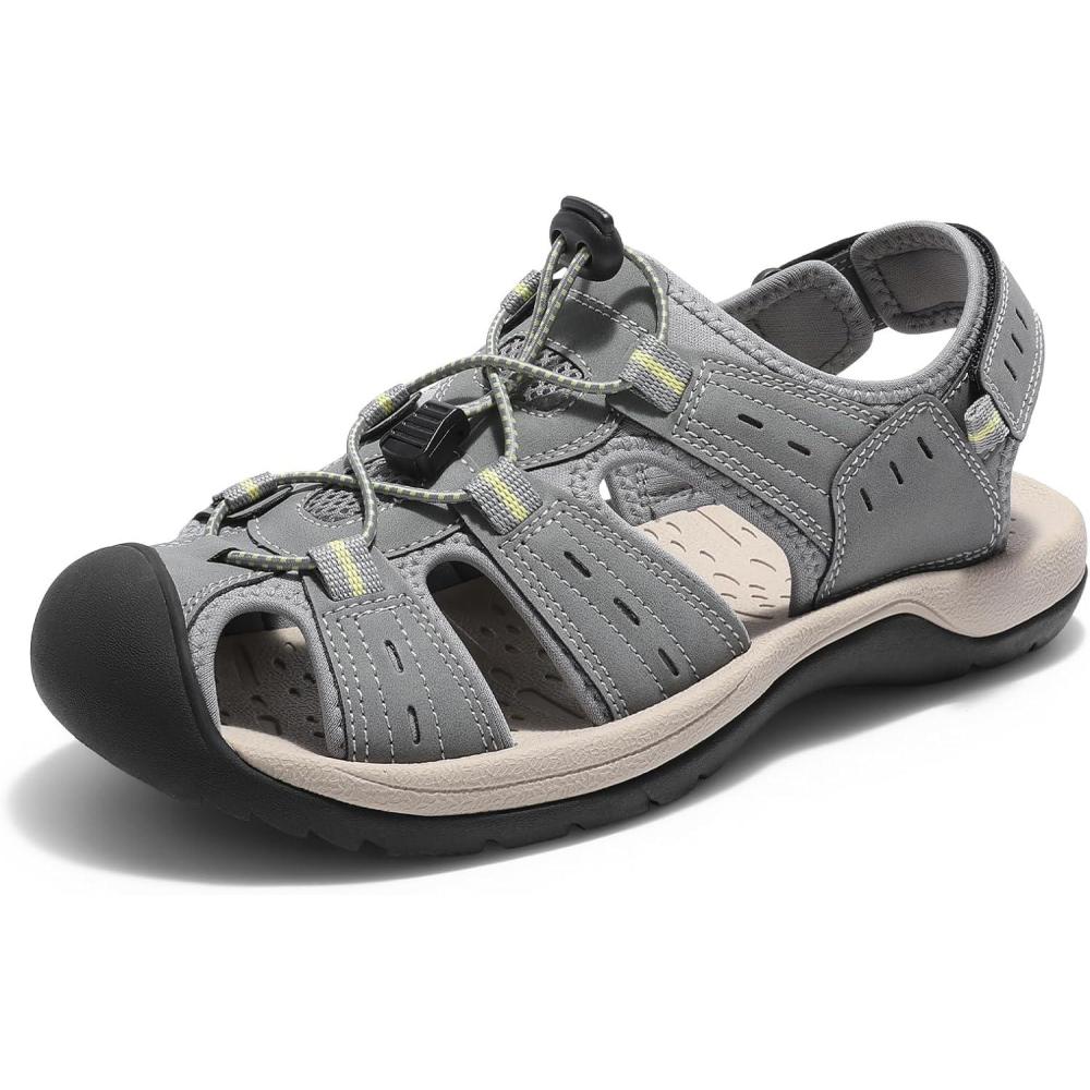 imageDREAM PAIRS Mens Support Sandals Athletic Outdoor QuickDry Mesh Closed Toe Lightweight Comfortable Water ShoesGrey