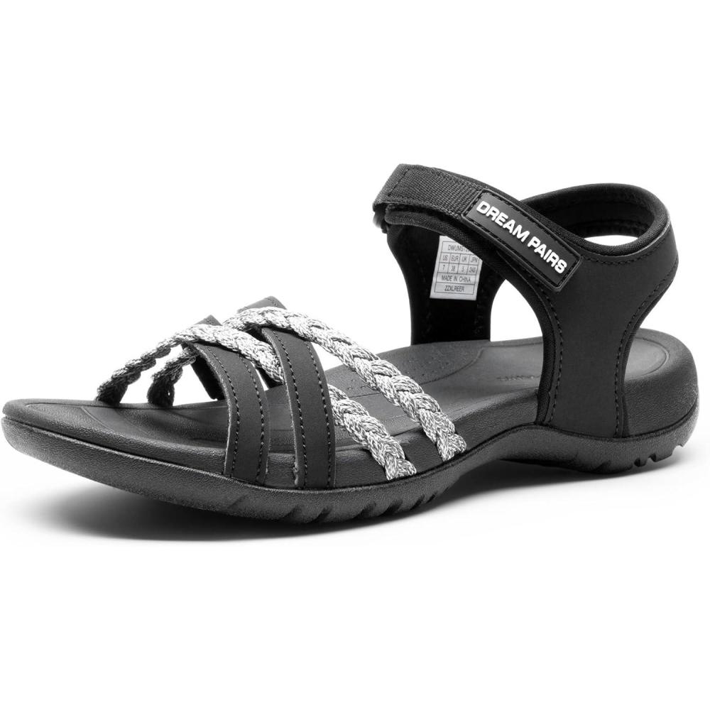 imageDREAM PAIRS Womens Sandals Light Weight Hiking Sandals for Women Comfortable Athletic QuickDrying Walking Hiking Water SandalsBlackLight Grey