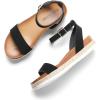 DREAM PAIRS Women’s Open Toe Platform Espadrille Wedge Sandals Comfortable One Band Dressy Casual Sandals for Women(Black/Nubuck)