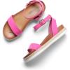 DREAM PAIRS Women’s Open Toe Platform Espadrille Wedge Sandals Comfortable One Band Dressy Casual Sandals for Women(Fuchsia/Suede)