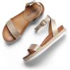 DREAM PAIRS Women’s Open Toe Platform Espadrille Wedge Sandals Comfortable One Band Dressy Casual Sandals for Women(Gold/Pu)