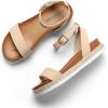 DREAM PAIRS Women’s Open Toe Platform Espadrille Wedge Sandals Comfortable One Band Dressy Casual Sandals for Women(Nude/Nubuck)