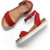 DREAM PAIRS Women’s Open Toe Platform Espadrille Wedge Sandals Comfortable One Band Dressy Casual Sandals for Women(Red/Suede)
