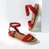 DREAM PAIRS Women’s Open Toe Platform Espadrille Wedge Sandals Comfortable One Band Dressy Casual Sandals for Women(Red/Suede)