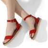 DREAM PAIRS Women’s Open Toe Platform Espadrille Wedge Sandals Comfortable One Band Dressy Casual Sandals for Women(Red/Suede)