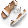 DREAM PAIRS Women’s Open Toe Platform Espadrille Wedge Sandals Comfortable One Band Dressy Casual Sandals for Women(White/Pu)