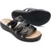 DREAM PAIRS Women’s Slide Sandals Comfortable Arch Support Casual Walking Sandals Adjustable Straps Slip On Low Wedge Flat Sandals(Black)