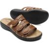 DREAM PAIRS Women’s Slide Sandals Comfortable Arch Support Casual Walking Sandals Adjustable Straps Slip On Low Wedge Flat Sandals(Brown)