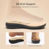 DREAM PAIRS Women’s Slide Sandals Comfortable Arch Support Casual Walking Sandals Adjustable Straps Slip On Low Wedge Flat Sandals(Navy)