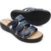 DREAM PAIRS Women’s Slide Sandals Comfortable Arch Support Casual Walking Sandals Adjustable Straps Slip On Low Wedge Flat Sandals(Navy)