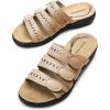 DREAM PAIRS Women’s Slide Sandals Comfortable Arch Support Casual Walking Sandals Adjustable Straps Slip On Low Wedge Flat Sandals(Nude)