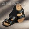 DREAM PAIRS Womens Slide Sandals Cork Footbed Open Toe Adjustable Flat Sandals Comfort Slip On Slippers for Summer(Black)