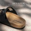 DREAM PAIRS Womens Slide Sandals Cork Footbed Open Toe Adjustable Flat Sandals Comfort Slip On Slippers for Summer(Black)